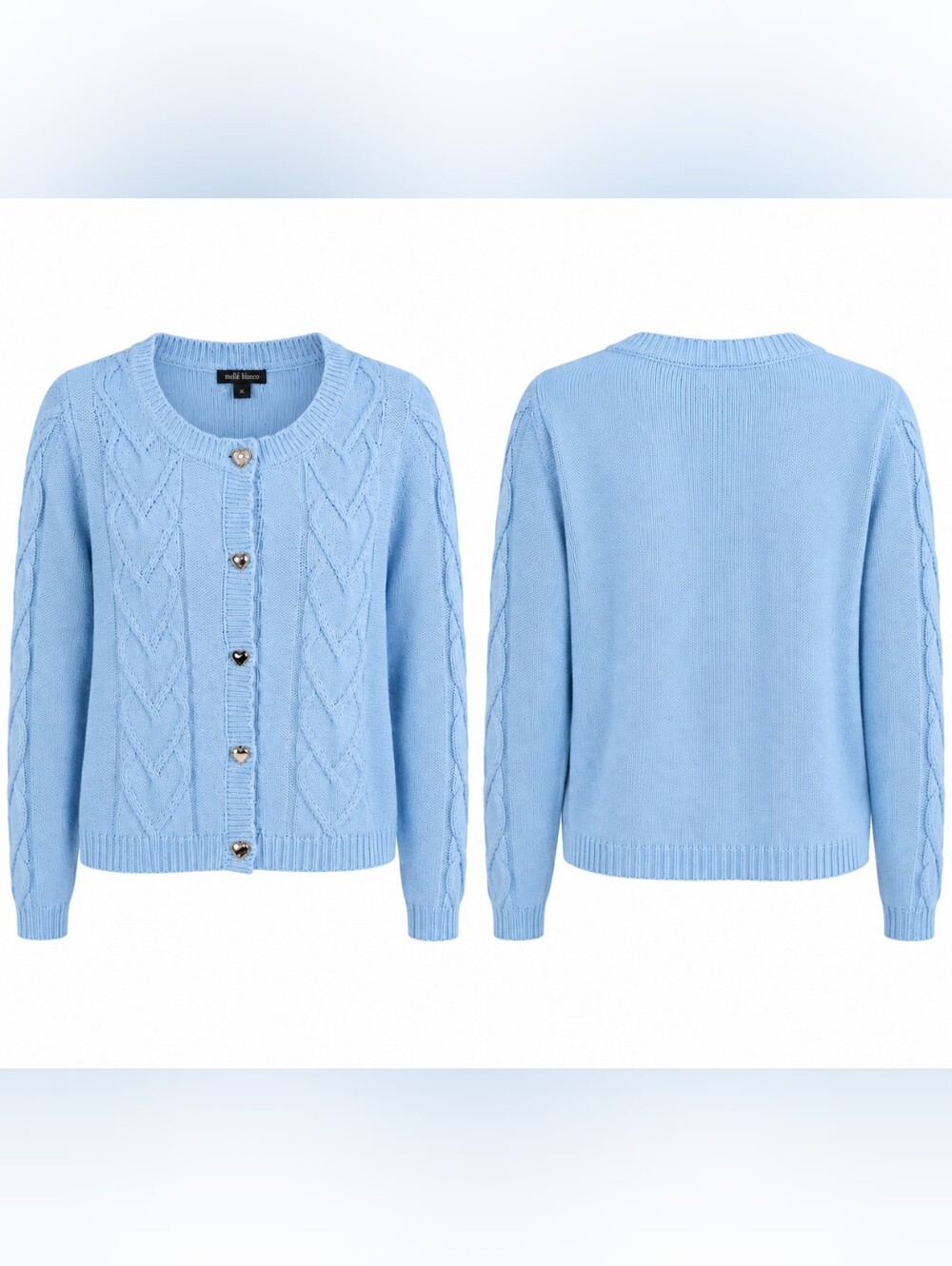 Wild Fable Blue Cable Knit Cardigan Heart Button Coquette Cropped Sweater S NWOT